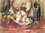 Paul Cezanne Nature morte,pommes,bouteille et dossier de chaise France oil painting artist